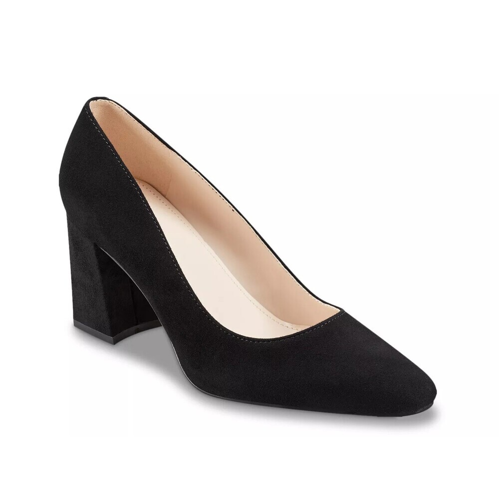 Marc Fisher Keri Dress Pump Woman's US 8.5 Black Snip Toe Block Heel HAWK345